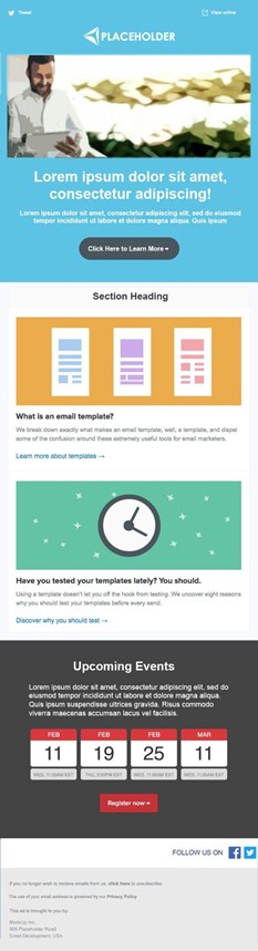 Image of standard example email template.