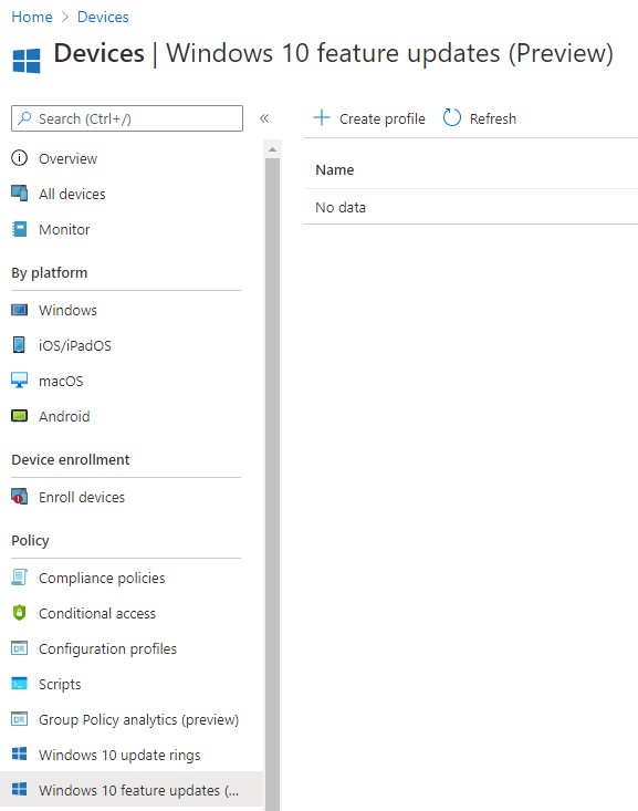 Screenshot of Microsoft Endpoint Manager