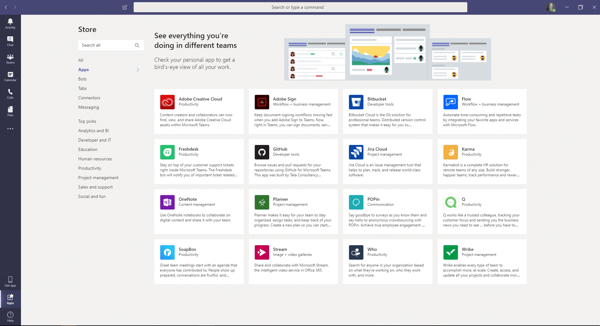 Microsoft Teams Hub App Store
